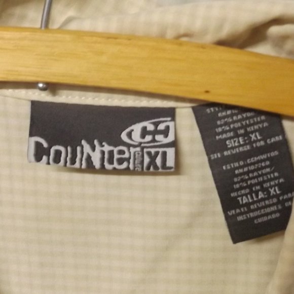 MEN'S, XL, TAN PLAID SHORT SLEEVE CASUAL BUTTON DOWN SHIRT - Picture 2 of 2